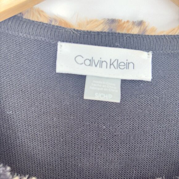 Calvin Klein Leopard Faux Fur Jacket Brown Black Animal Print Women’s Size M - Picture 4 of 10